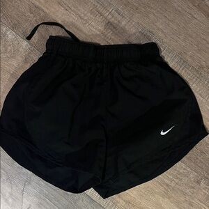 Nike Women's Black Athletic Shorts with White Logo